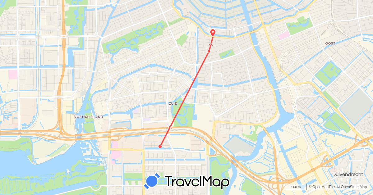TravelMap itinerary: hiking in Netherlands (Europe)